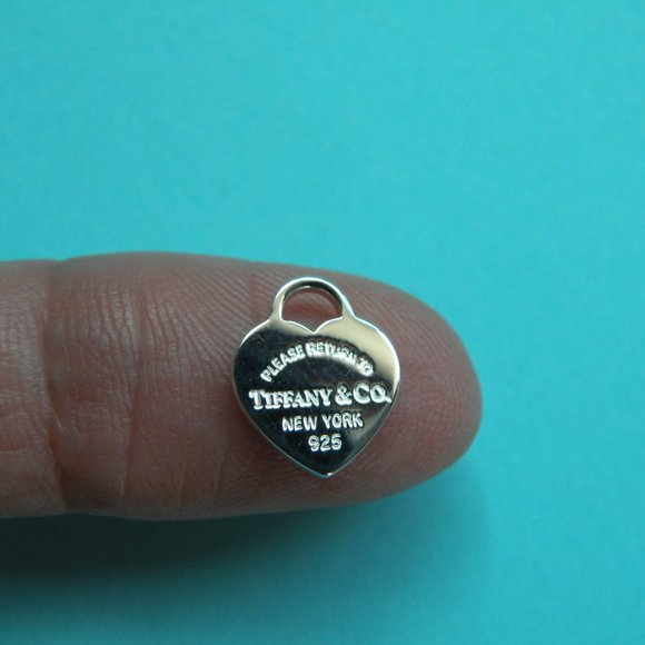 Tiffany & Co Small Mini Size Solid 925 Sterling Silver Heart Charm Pendant - Picture 7 of 13